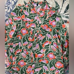 Floral Green and Orange Women's Shirt